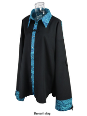 [APPAREL]/ディオラート/中華 ギャング シャツ [切替え・チャイナ柄] ブラック x ブルー (M) ゴスロリ・パンク/Deorartの通販は