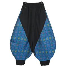 [APPAREL]/ディオラート/バルーン ランタンパンツ[中華柄切替え・カンフーパンツ] ブラック x ブルー (M) ゴスロリ・パンク/Deorart