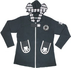 送料無料/[APPAREL]/マキシマム/ダイヤ柄ネコミミジュピリン肉球パーカー ブラックxホワイト (F) ゴスロリ・パンク/MAXICIMAM