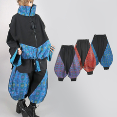 [APPAREL]/ディオラート/バルーン ランタンパンツ[中華柄切替え・カンフーパンツ] ブラック x ブルー (L) ゴスロリ・パンク/Deorartの通販は