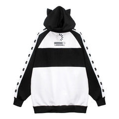 [APPAREL]/リッスンフレーバー/LISTEN FLAVOR ゲーミング猫耳 ジャージパーカー WHITE×BLACK (F) ゴスロリ・パンク/LISTEN FLAVOR_1