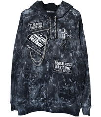 [APPAREL]/セックスポットリベンジ/VANDAL DESTROY PUNK CUSTOM プルパーカ WHT 黒×ホワイトペイント (F) ゴスロリ・パンク/SEX POT ReVeNGe