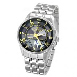 【新品/取寄品/代引不可】ジョンハリソン 天然ダイヤ4石付 ビッグパーペチュアル付 ソーラー電波時計 ブラック JH-068-Bの通販は