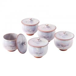 【新品/取寄品】【特選商品2】萩焼松尾邑華作梅鉢草蓋付汲出シ5客 邑華-2の通販は 11,765円