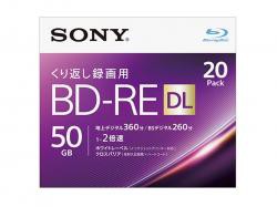 【新品/取寄品】ビデオ用BD-RE 書換型 片面2層50GB 2倍速 ホワイトプリンタブル 20枚パック 20BNE2VJPS2