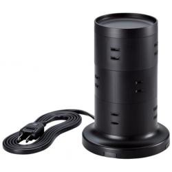 【新品/取寄品/代引不可】タワー型タップ/ホコリ防止シャッター付/雷ガード/固定可能/AC差込12口/2m/ブラック TT-03の通販は 6,277円