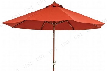 木製パラソル 270cm エンジ 270RS パラソルスタンド クランク式開閉 天然木製_1