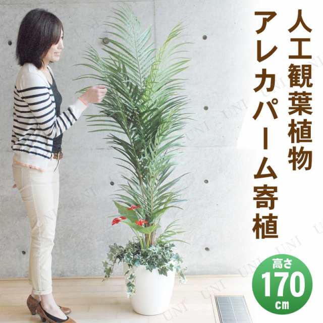 【取寄品】 フェイクグリーン 光触媒 アレカパーム寄植 170cm 【 消臭 抗菌 人工観葉植物 椰子 ヤシの木 インテリアグリーン 】