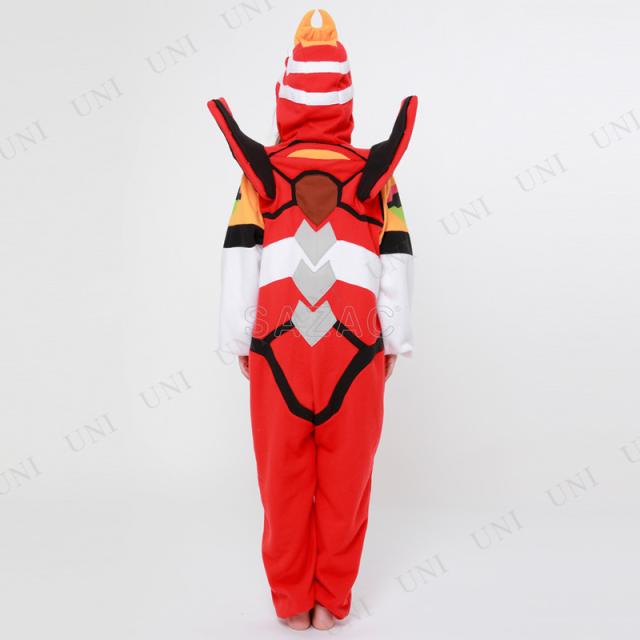 コスプレ 仮装 SAZAC(サザック) フリース着ぐるみ エヴァンゲリオン2号機 仮装 コスプレ衣装 大人用 その他キャラクター フリーサイズ 男女兼用 ハロウィン フリース素材 前ボタン留め_3