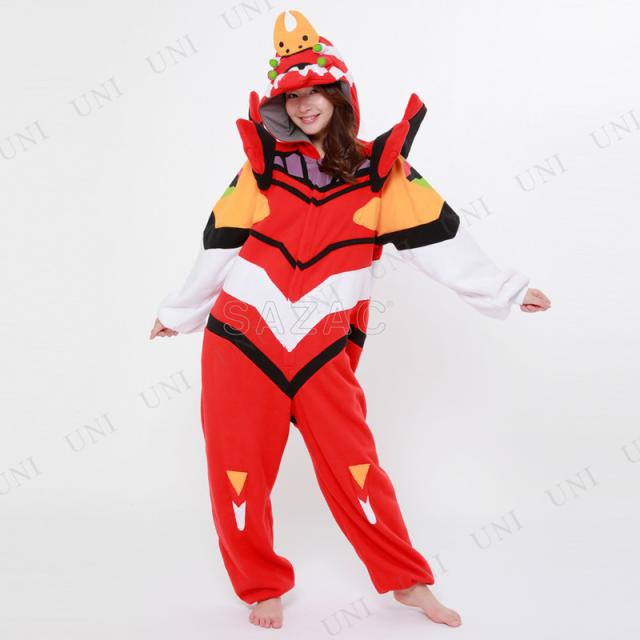 コスプレ 仮装 SAZAC(サザック) フリース着ぐるみ エヴァンゲリオン2号機 仮装 コスプレ衣装 大人用 その他キャラクター フリーサイズ 男女兼用 ハロウィン フリース素材 前ボタン留め_4