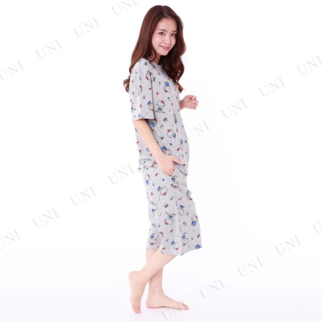 SAZAC(サザック) Tiny itemキティ Tスーツ グレー 男女兼用M 【 ファッション レディース 部屋着 パジャマ サンリオ ルームウェア メンズ 寝巻き 上下セット 女性用 男性用 寝間着 大人用 キャラクター 】