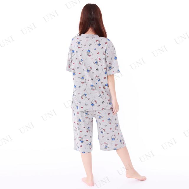 SAZAC(サザック) Tiny itemキティ Tスーツ グレー 男女兼用M 【 ファッション レディース 部屋着 パジャマ サンリオ ルームウェア メンズ 寝巻き 上下セット 女性用 男性用 寝間着 大人用 キャラクター 】