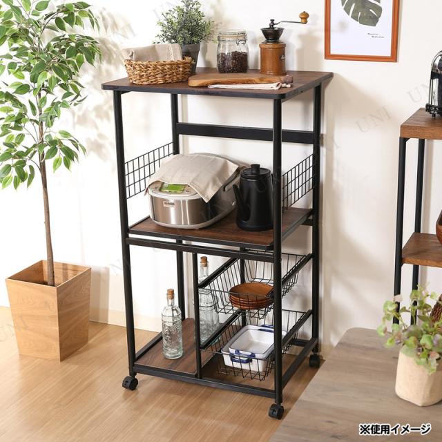 レンジワゴン ブラック/ブラウン FBC-9812 不二貿易 キッチンラック 調理器具 キッチン用品 キャスター付き スライド棚_3
