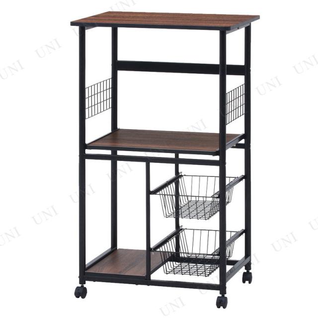 【取寄品】【直送品】 レンジワゴン ブラック/ブラウン FBC-9812 【 インテリア雑貨 キャスター付き 棚 収納家具 おしゃれ 収納台 リビング家具 キッチンラック キッチン用品 キッチンワゴン キッチン収納 台所用品 カウンターワゴン 】の通販は