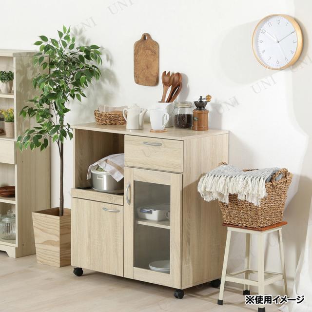キッチンワゴン ホワイトオーク 不二貿易 キッチン用品 食器 調理器具 キッチンラック スライド棚 キャスター付き_3