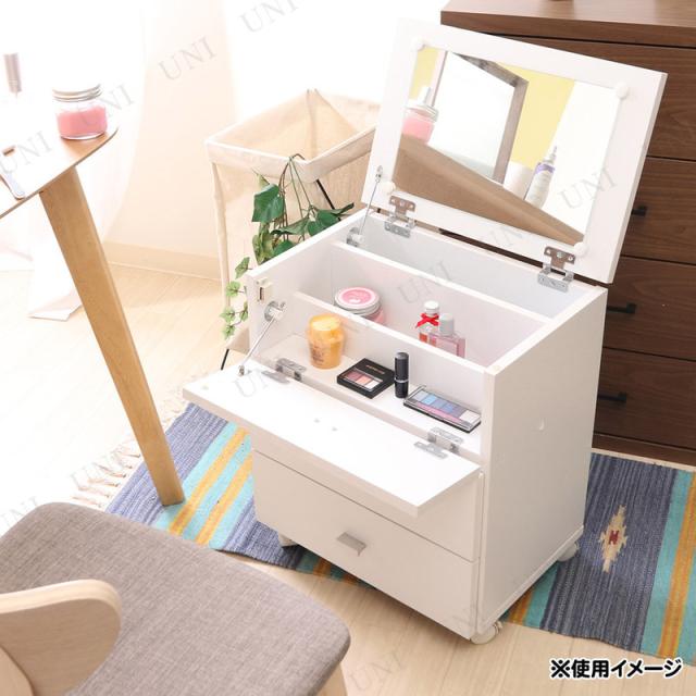 フィーゴ ドレッサー(ホワイト) FWK-4553DR 不二貿易 家具 鏡 コンパクトサイズ 大容量収納 フラップ扉 キャスター付き_3