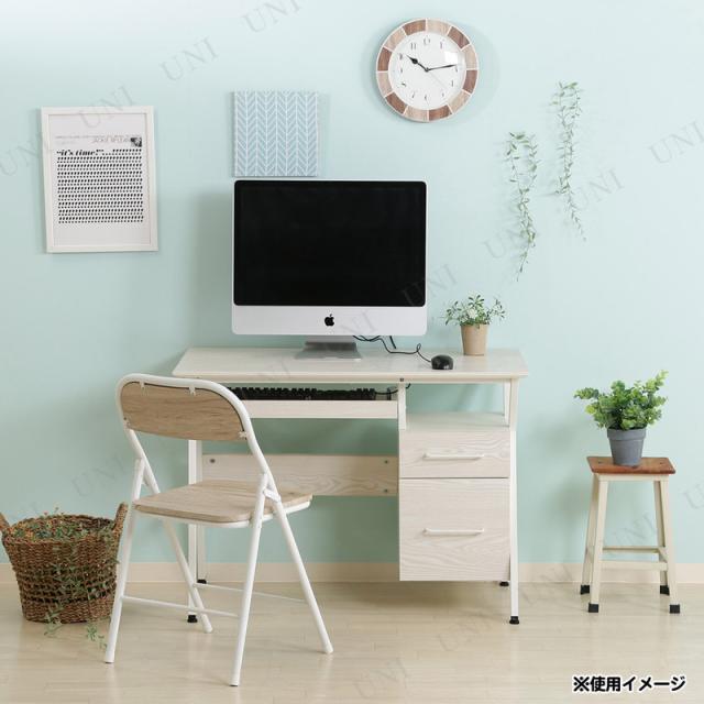 クレバー デスク ホワイト 不二貿易 家具 机 キャビネット付き キーボードトレー 2段チェスト収納_3