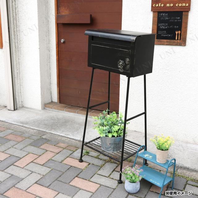 ポスト 郵便受け ガーデンポスト メールボックス ローズ 横型 ブラック ガーデンポスト(オブジェ) ローズ ブラック 横型 【 オーナメント