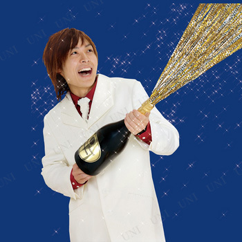 [3点セット] スパークリングシャワークラッカー (弾2ケ付) パーティークラッカー パーティーグッズ 装飾品 パーティー演出 盛り上げ用品 シャンパンボトル型 金銀メタルテープ_1