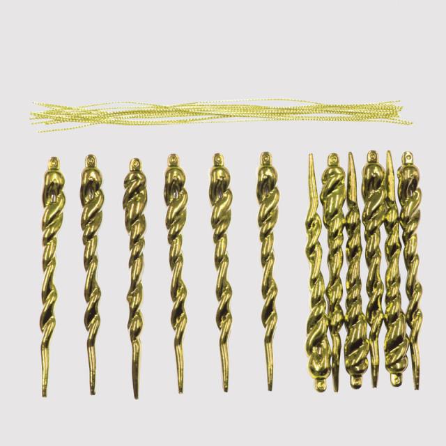 【取寄品】 クリスマス　ツリー　オーナメント [6点セット] オーナメント アイスクル ゴールド 12.5cm 12個入 【 クリスマス飾り パーティーグッズ つらら 装飾 雑貨 ツララ ツリー飾り デコレーション クリスマスツリー ドロップ クリスマスパーティー 】の通販は 6,257円