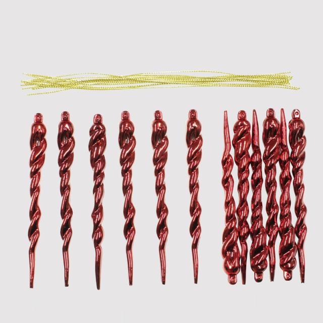 【取寄品】 クリスマス　ツリー　オーナメント [6点セット] オーナメント アイスクル レッド 12.5cm 12個入 【 クリスマスパーティー つらら 装飾 雑貨 クリスマス飾り デコレーション パーティーグッズ ドロップ ツリー飾り クリスマスツリー ツララ 】の通販は 6,257円