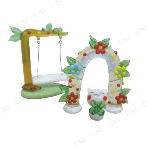 ガラス細工 クローバーみっけネコ 【 置物 アニマル 人形 動物 ねこ 猫