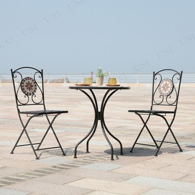 [2点セット] モザイクチェアー 星柄 【 椅子 イス アウトドア おしゃれ リビング家具 腰掛 屋外用 インテリア雑貨 エクステリア 庭 ガーデン家具 いす ガーデンファニチャー 】 2点セット] モザイクチェアー 星柄 【 アウトドア エクステリア