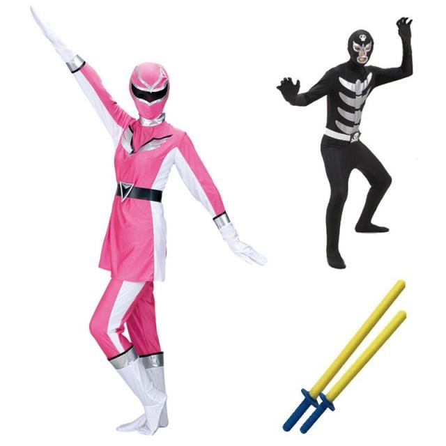 コスプレ 仮装 [1対1決闘セット] 爆笑戦隊パーティーレンジャーウイング ピンク (対) ネオブラックスカル戦闘員 【 大人用 レディース 男女兼用 コスチューム 衣装 パーティーグッズ メンズ ハロウィン ヒーロー 女性用 男性用 余興 】