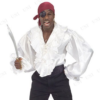 シャツ 白 海賊風 フロントレースアップ 大人男性用 Pirate