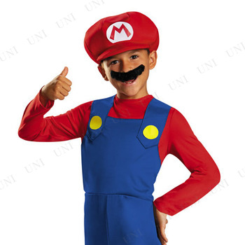 コスプレ 仮装 スーパーマリオブラザーズ マリオ クラシック 男の子用 S(4-6) コスチューム 仮装 コスプレ衣装 キッズ その他キャラクター 子供用S ハロウィン ジャンプスーツ 帽子 ヒゲ_1