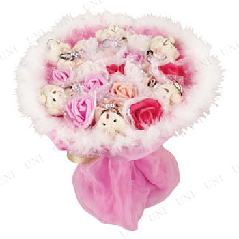 【取寄品】 ベアブーケ ピンク＆レッド 【 インテリアフラワー 飾り アートフラワー 造花 人工観葉植物 結婚式二次会 パーティーグッズ ウェディングパーティー フェイクフラワー イベント用品 パーティー用品 】の通販は 4,910円