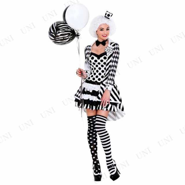 ピエロコスチューム ハロウィン イベント 学園祭 仮装 モノトーン フリーサイズ