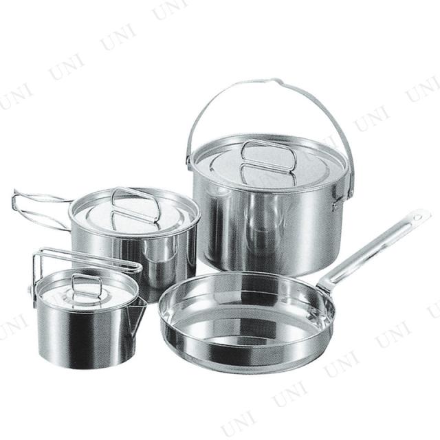 CAPTAIN STAG(キャプテンスタッグ) ラグナ ステンレスクッカーLセット M-5504 調理器具 アウトドア用品 バーベキュー用品 収納可能 ステンレス製_1