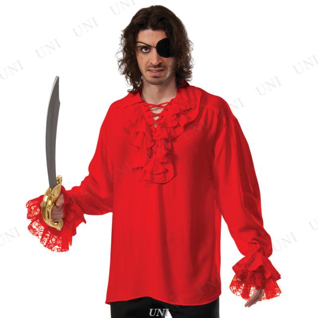 コスプレ 仮装 フリルパイレーツシャツ レッド Std 【 コスプレ 衣装 ハロウィン 仮装 コスチューム 海賊 シャツ メンズ 男性用 パーティーグッズ 女海賊 大人用 余興 】の通販は 4,744円