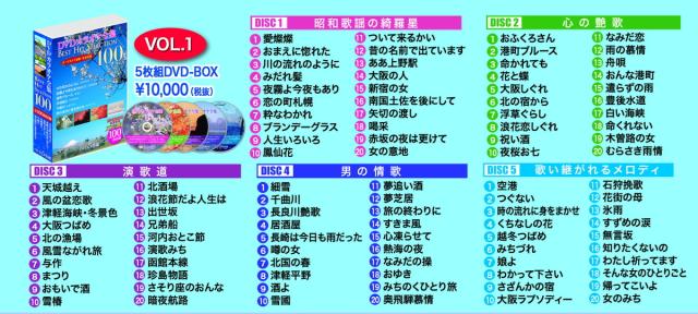 新品 DVDカラオケ全集 「Best Hit Selection 100」8巻セット 「VOL.1〜VOL.8」 800曲入り / (40DVD) SET-KARAOKEDVD8_1