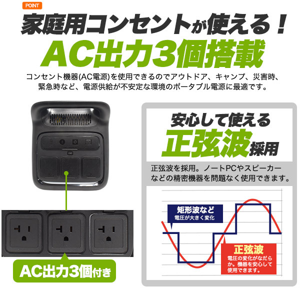 リン酸鉄リチウムイオンポータブル電源 大容量1126Wh / 高出力1200W (瞬間最大出力2400W) リン酸鉄リチウムイオンバッテリー 出力12ポート 様々な家電で使用可能 車中泊 キャンパー アウトドア キャンプ 災害時 持ち運び 蓄電池 送料無料 防災グッズ 防災用品_3
