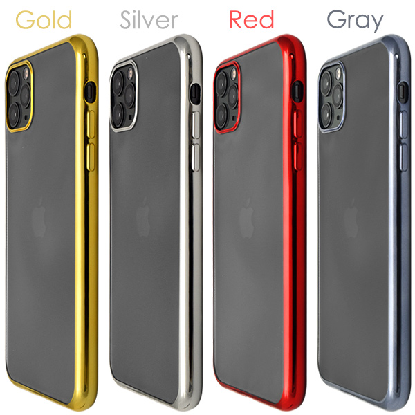 スマホケース iPhone 11 Pro Max メタリックバンパーソフトクリア