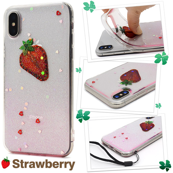 スマートフォンケース Iphonex Iphonexs用 フルーツケース いちご 装着簡単 お洒落 キラキラ 華やか 可愛い 苺 イチゴ ストロベリーの通販はau Pay マーケット Wil Mart