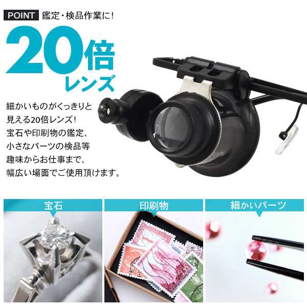 アイルーペ メガネ型 LEDライト付き 眼鏡型 ルーペ 作業用ルーペ 拡大鏡 手持ちにもできる2way仕様 検品 鑑定 細かい 作業 メンテナンス |au PAY マーケット