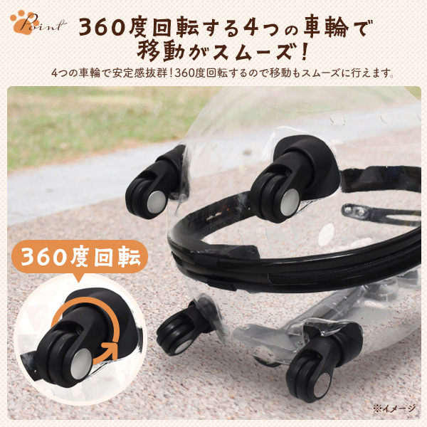 ペット用 キャスター付き クリアキャリーケース 小型犬用 猫用 カート コロコロ タイヤ付き 車輪付き スケルトン 透明 クリアバッグ カバン 持ち手付き 中の様子が見える バッグ シンプル かわいい おしゃれ 通院 ケア 旅行 帰省 お出かけ お散歩バッグ 送料無料_3