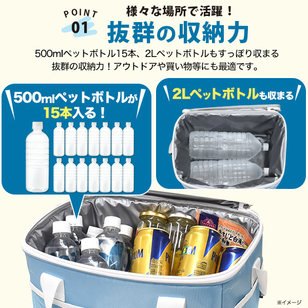 20L 保冷バッグ (ソフトクーラーボックス) 保冷剤2個付き 大容量 