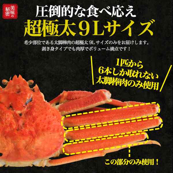 生ズワイガニ 500g お刺身OK 生ずわいがに カット済み 超極太 9L 脚 棒