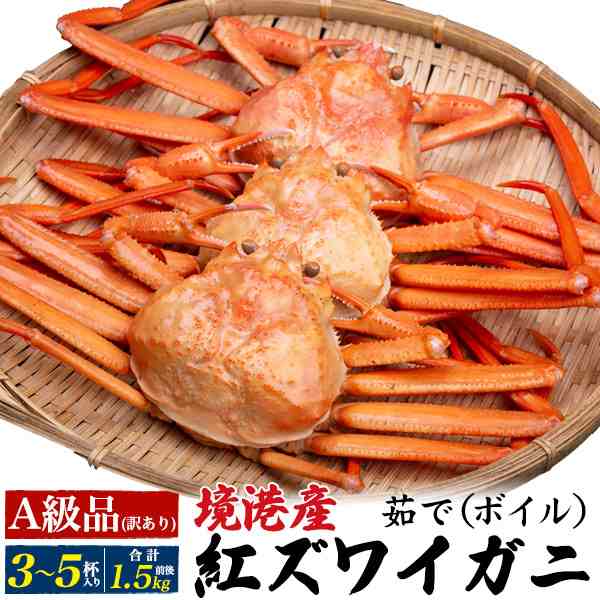 紅ズワイガニ 3〜5杯 合計約1.5kg 漁再開！ A級品 訳あり カニ 境港産 茹で かに 丸ごと 殻つき 蟹 ボイル 茹でカニ 3〜5匹セット  海の幸 魚介類・シーフード