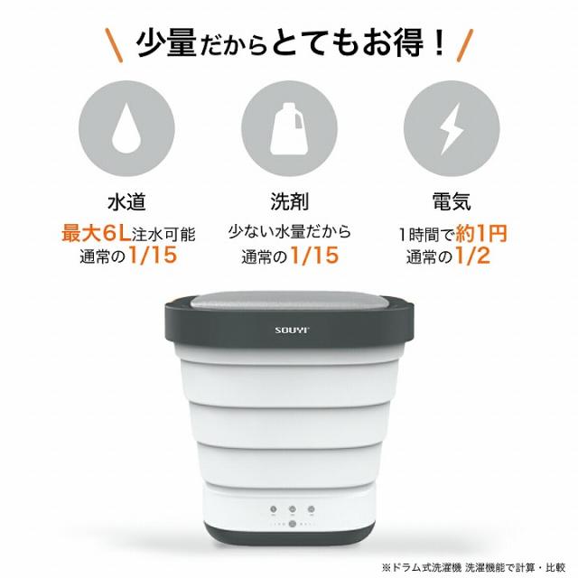 送料無料 洗濯 旅行先 サブ コンパクト折りたたみ洗濯機 わずか93mmの超小型設計 ベビー用品 体操服 予洗い ペット用品 介護用品 アウトドア_7