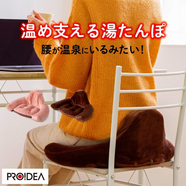 送料無料 湯たんぽ 冷え対策 クッション あったか腰サポ湯たんぽ 温活 座椅子 腰 姿勢 寒さ対策 プロイデア ドリーム 新発想のクッション一体型 ゆたんぽの通販は 5,789円