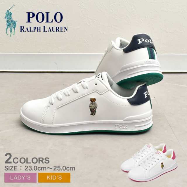 秋新作 ポロ ラルフローレン スニーカー レディース キッズ 子供 JR ヘリテージ コート 2 ベア ホワイト 白 グリーン POLO RALPH  LAUREN ｜au PAY マーケット