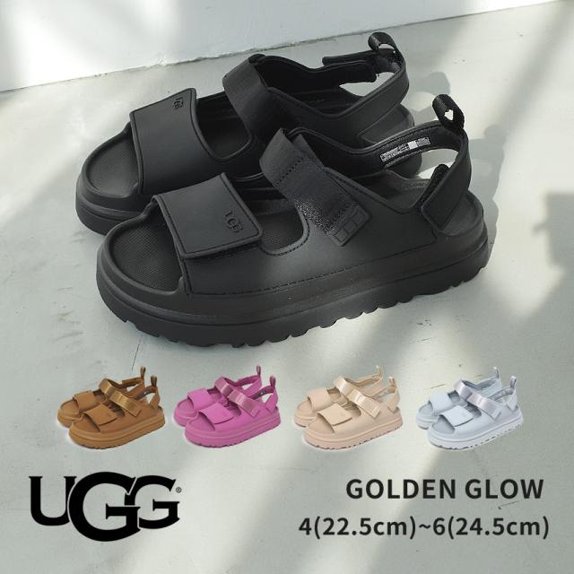 アグ サンダル レディース ゴールデングロウ ブラック 黒 ブラウン 茶 UGG 1152813K ウォータープルーフ 防水 軽量 靴 シューズ ブランド 無地 カジュアル シンプル 室外 フラット バックストラップ 厚底 ヒール 面ファスナー サイズ調整