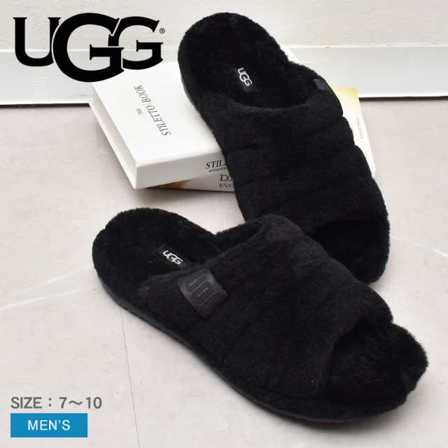 アグ サンダル メンズ フラッフ ユー ブラック 黒 UGG 1117473 シープ