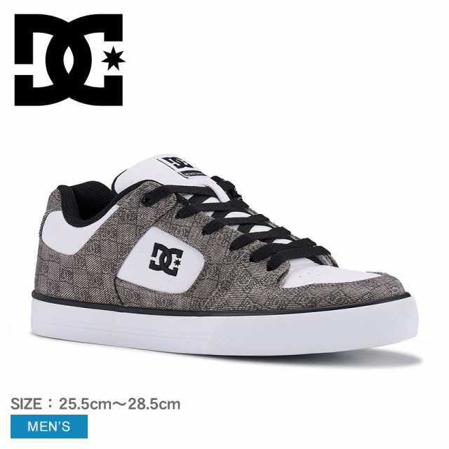 DCシューズ スニーカー メンズ PURE TX SE ホワイト 白 グレー DCSHOECOUSA DM252302 シューズ 靴 ローカット ブランド スケーター スケボー ストリート ロゴ おしゃれ スポーティ 総柄 カジュアル