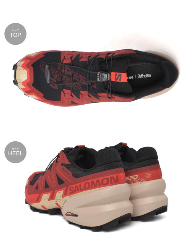 サロモン トレイルランニングシューズ メンズ SPEEDCROSS 6 GTX レッド 赤 ブラック 黒 SALOMON L47301800 靴 シューズ スニーカー ローカット ランニング トレイルランニング ゴアテックス GORE-TEX 防水 撥水 はっ水 耐久性 グリップ
